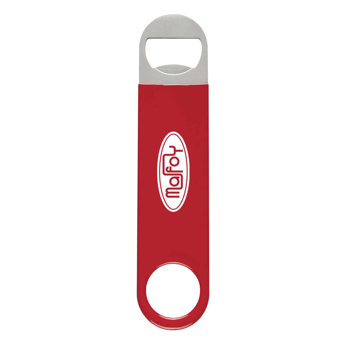 Vinyl Coated Stainless Steel Bottle Opener, Large - Red - Silk Screen