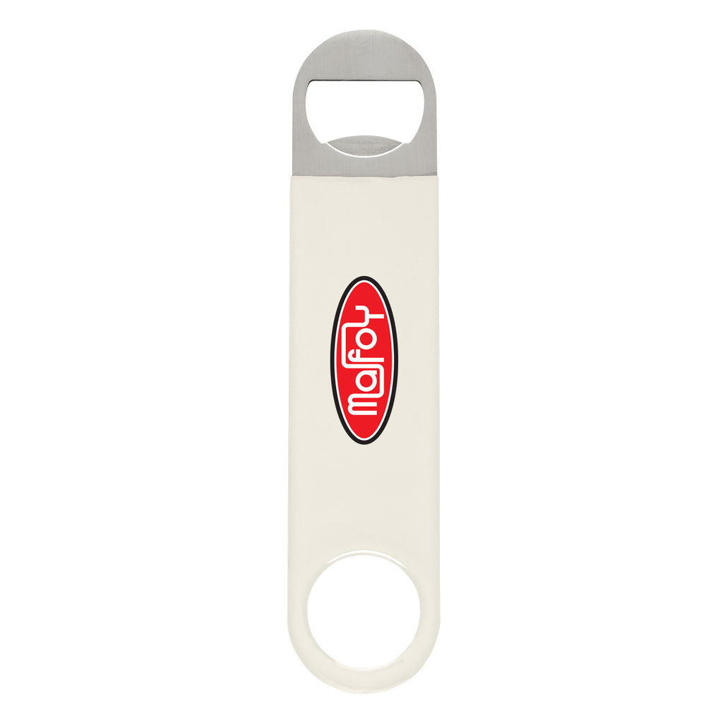 Vinyl Coated Stainless Steel Bottle Opener, Large - White - Full Color
