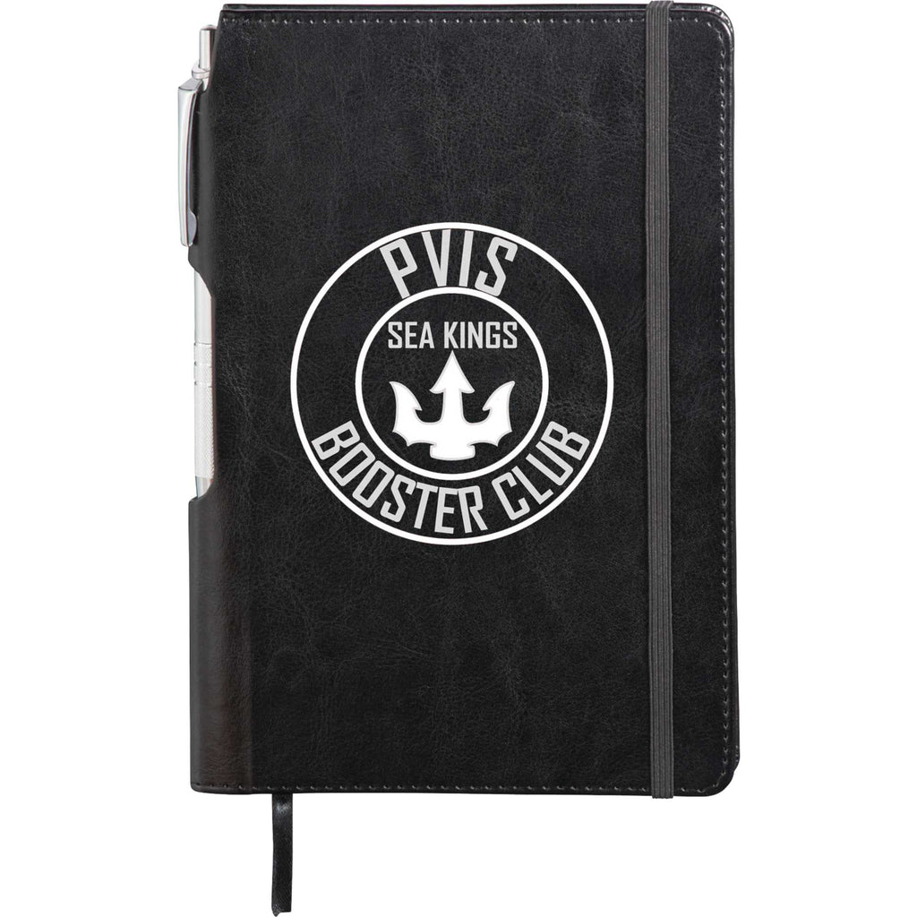 Viola Bound Notebook with Aluminum Pen, 6 x 8.5 Inches - Black - Front