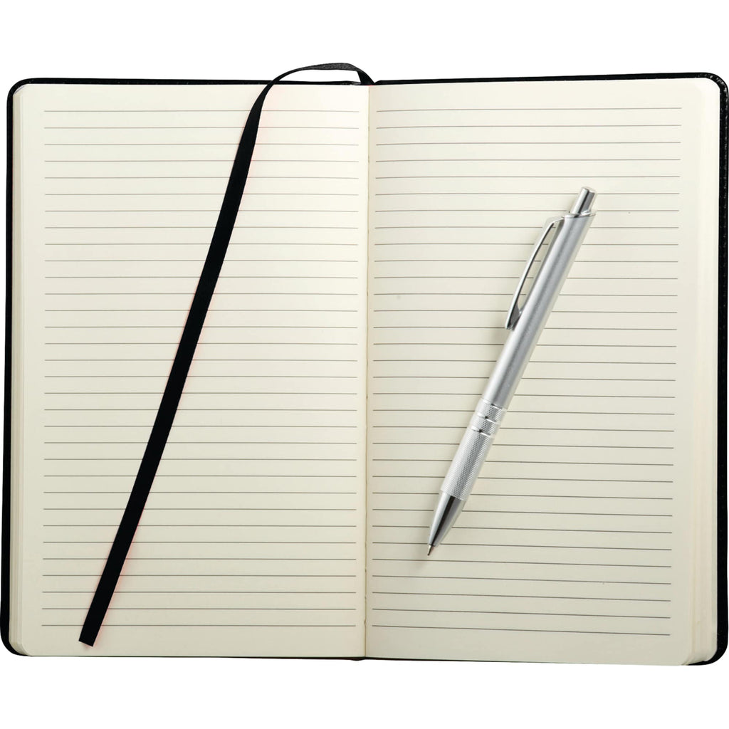 Viola Bound Notebook with Aluminum Pen, 6 x 8.5 Inches - Black - Photo