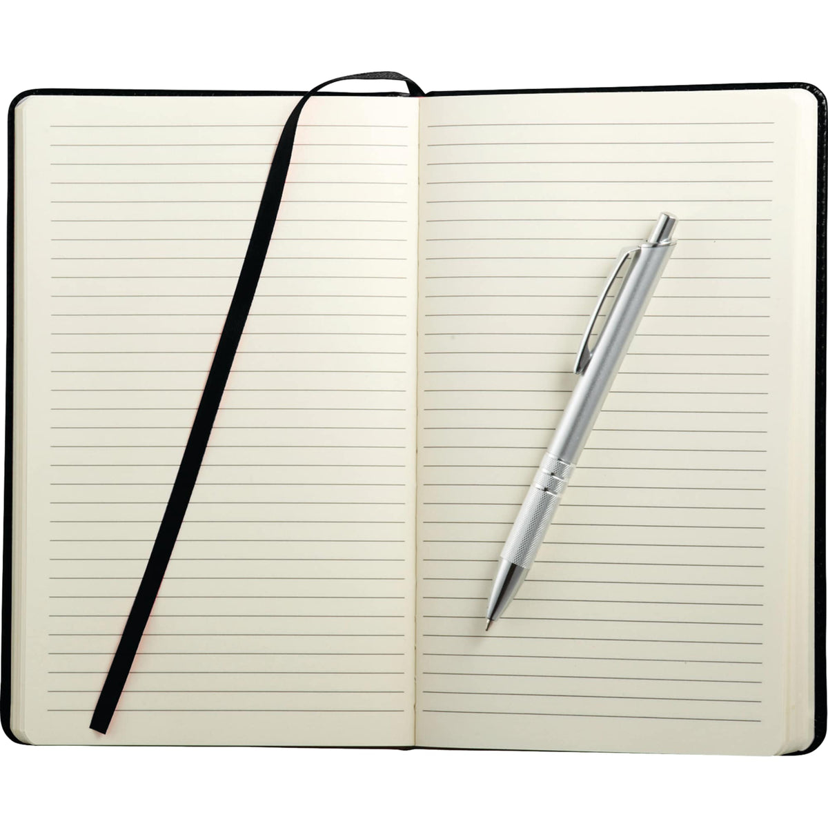 Viola Bound Notebook with Aluminum Pen, 6 x 8.5 Inches - Black - Photo