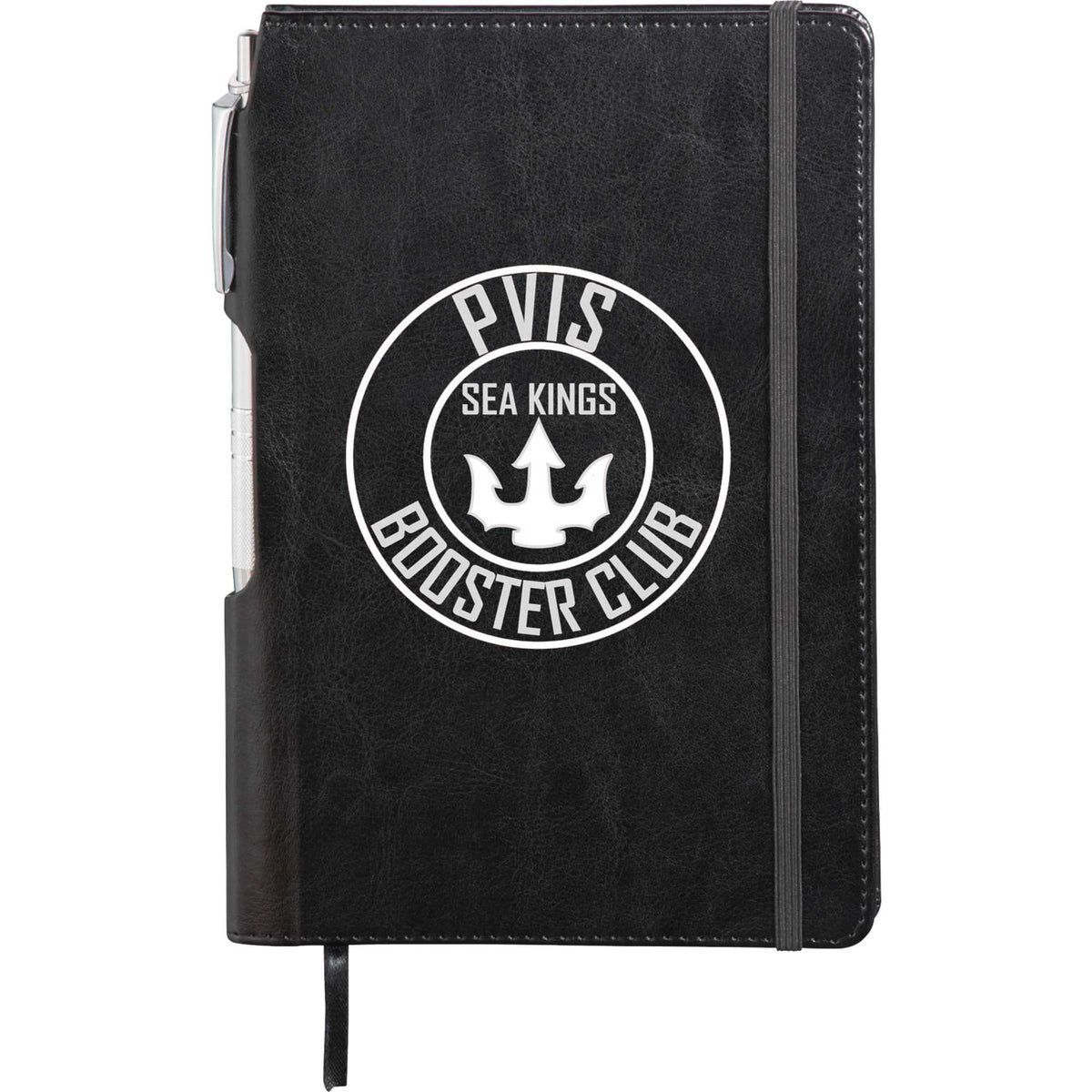 Viola Bound Notebook with Aluminum Pen, 6 x 8.5 Inches Debossing - Black - Front