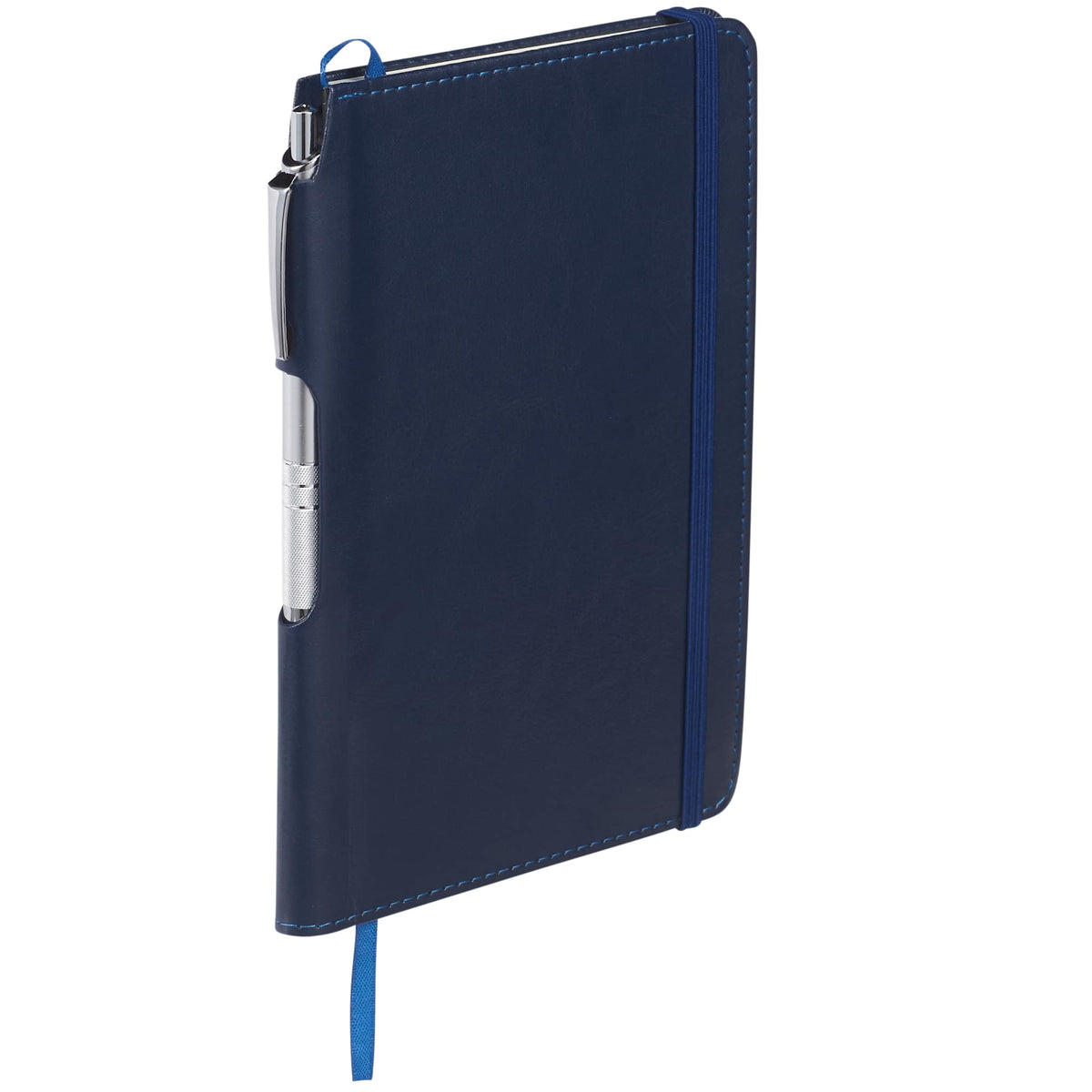 Viola Bound Notebook with Aluminum Pen, 6 x 8.5 Inches Debossing - Navy - Right Angle