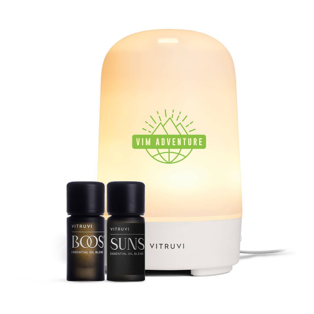 Vitruvi Glow Diffuser with Two Essential Oil Blends - White - Front On Model