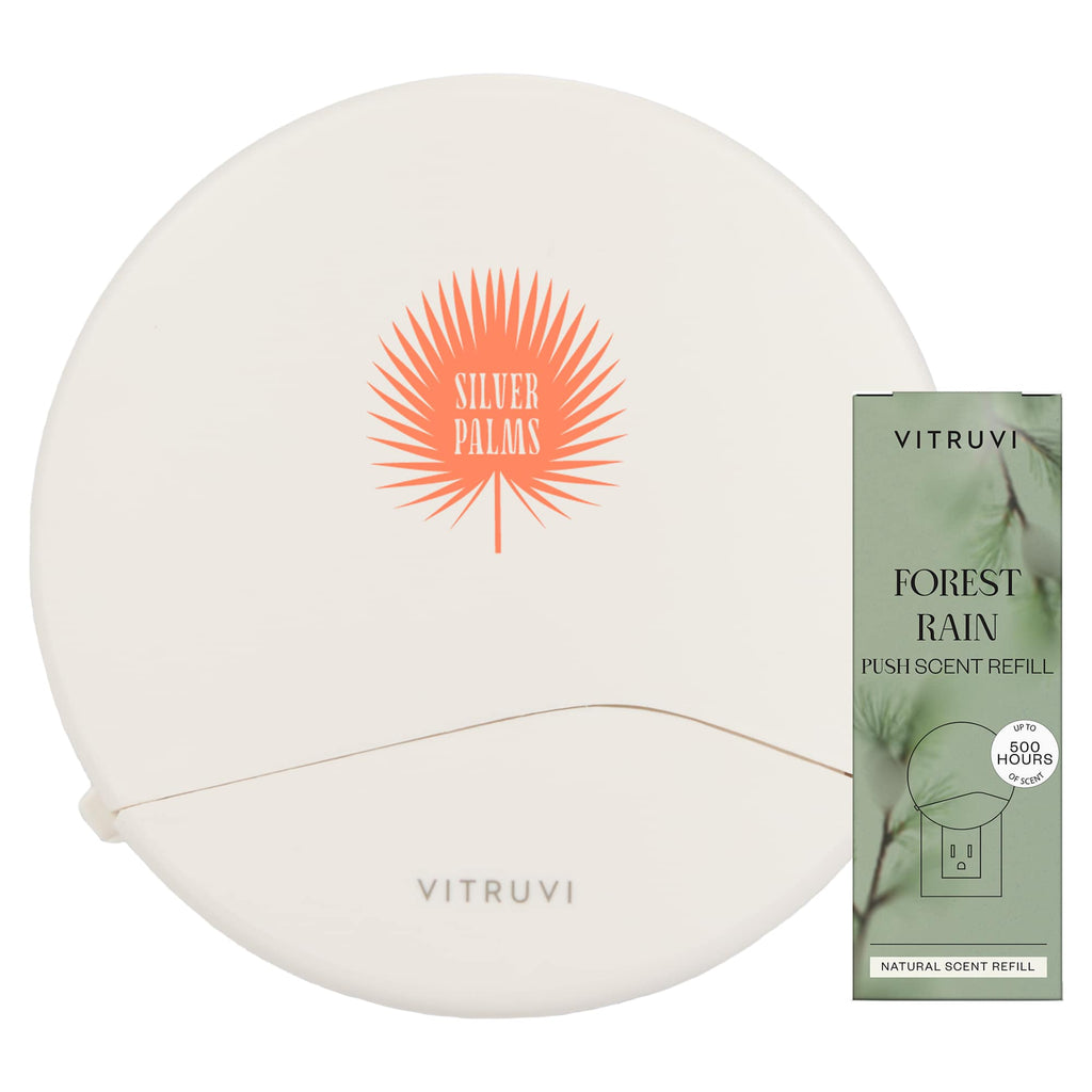 Vitruvi Plug-In Wall Diffuser with Forest Rain Refill - White - Front 2