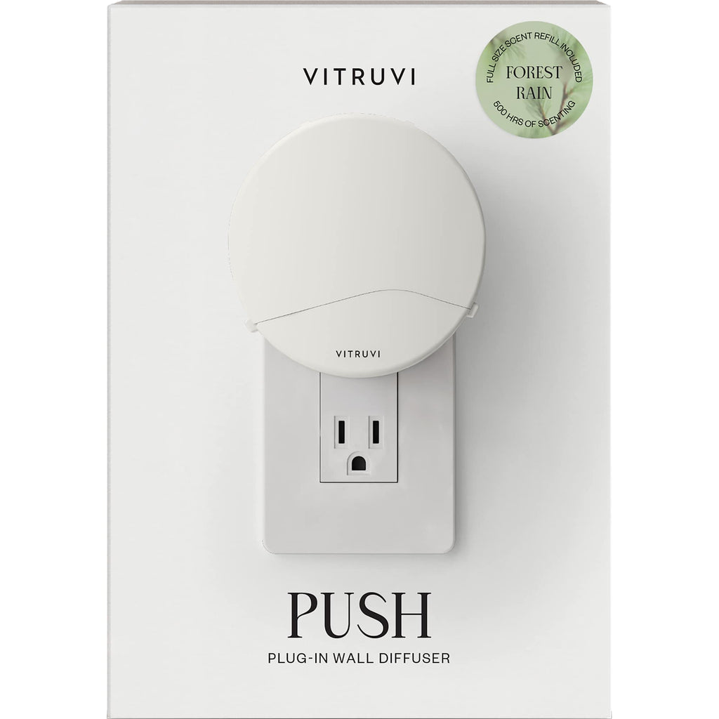 Vitruvi Plug-In Wall Diffuser with Forest Rain Refill - White - Front 6