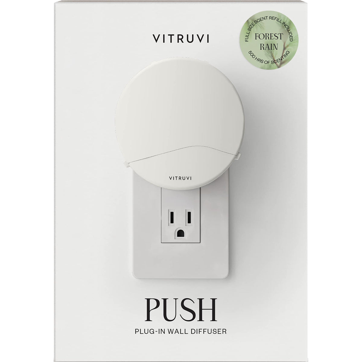 Vitruvi Plug-In Wall Diffuser with Forest Rain Refill - White - Front 6