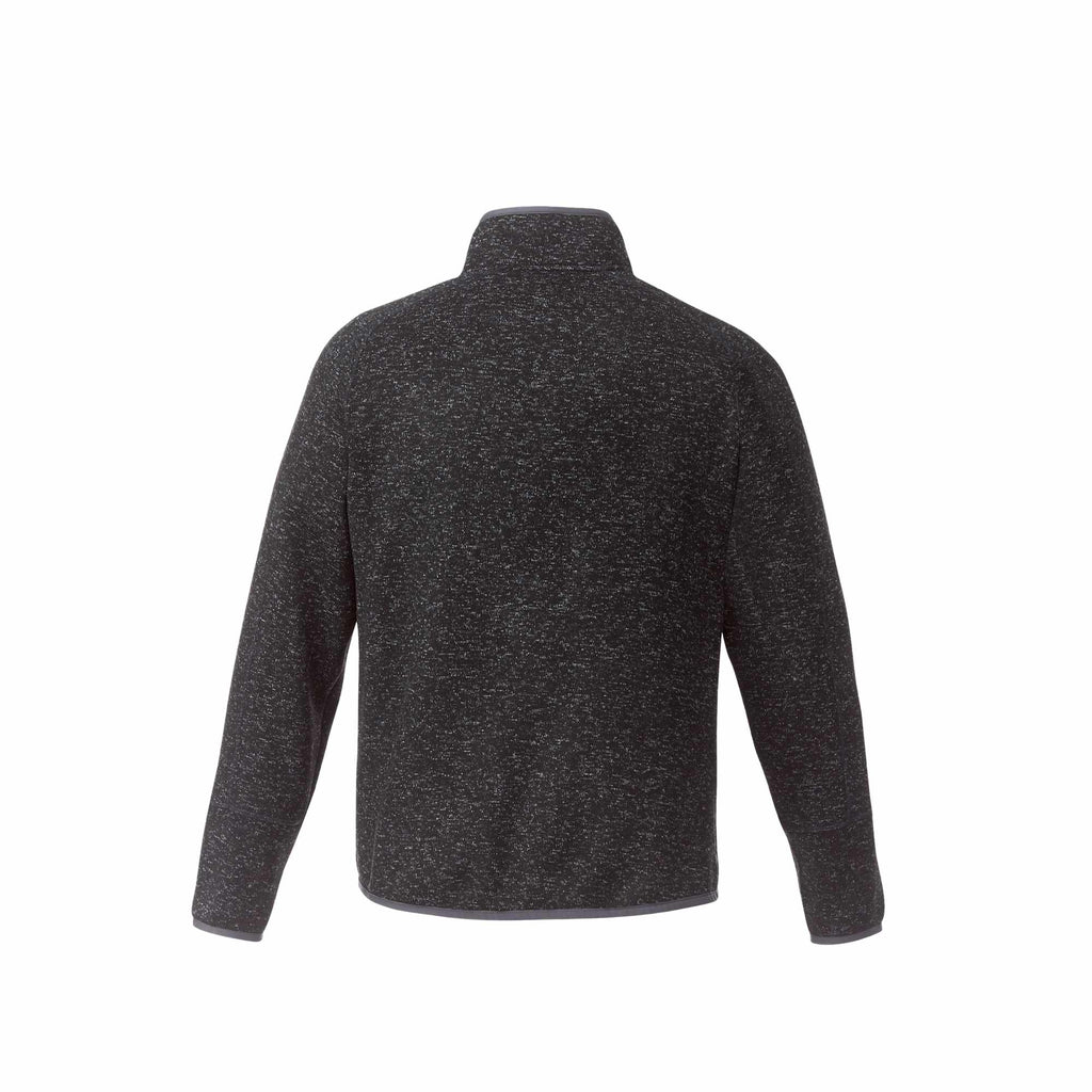 Vorlage Sweater Knit Half Zip Pullover for Men Embroidery - Blk Smk Hthr/Blk Smk Hthr - Back Flat