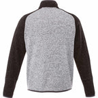 Vorlage Sweater Knit Half Zip Pullover for Men Embroidery - Light Hthr Grey/Blk Smk Hthr - Back Flat