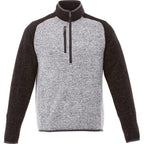 Vorlage Sweater Knit Half Zip Pullover for Men Embroidery - Light Hthr Grey/Blk Smk Hthr - Front Flat