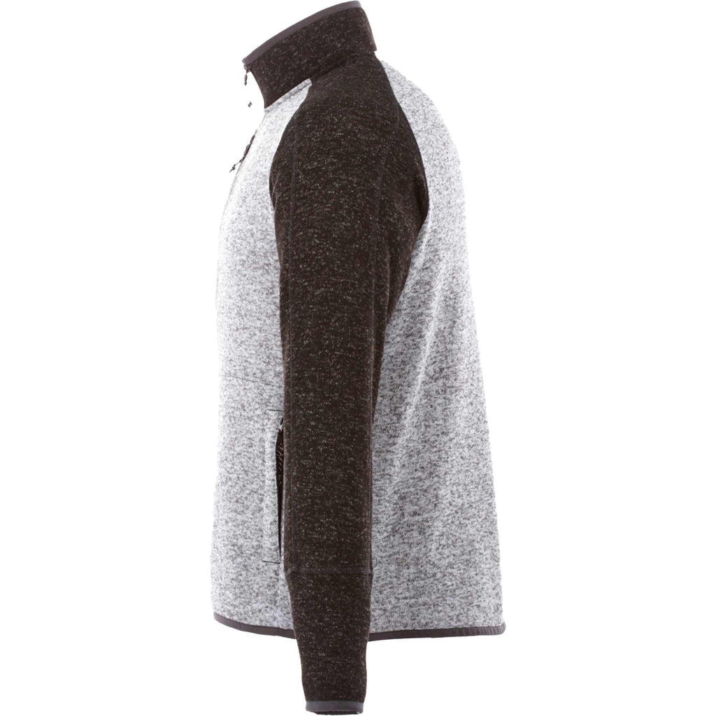 Vorlage Sweater Knit Half Zip Pullover for Men Embroidery - Light Hthr Grey/Blk Smk Hthr - Left Side