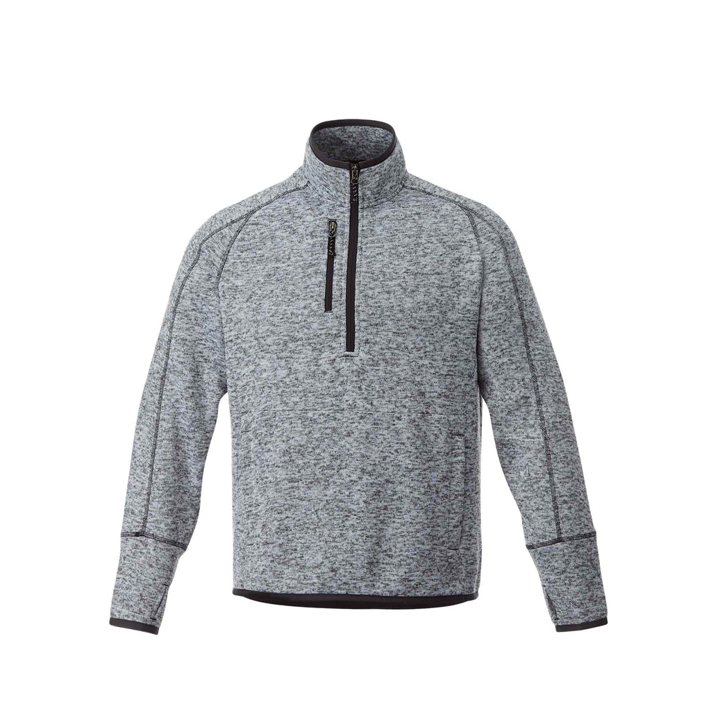 Vorlage Sweater Knit Half Zip Pullover for Men Embroidery - Light Hthr Grey/Lt Hthr Grey - Front Flat