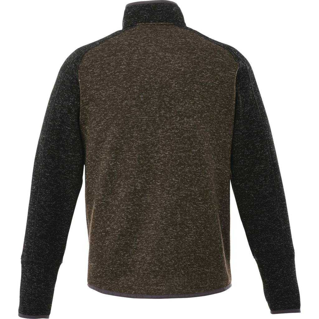 Vorlage Sweater Knit Half Zip Pullover for Men Embroidery - Loden Heather/Black Smk Hthr - Back Flat