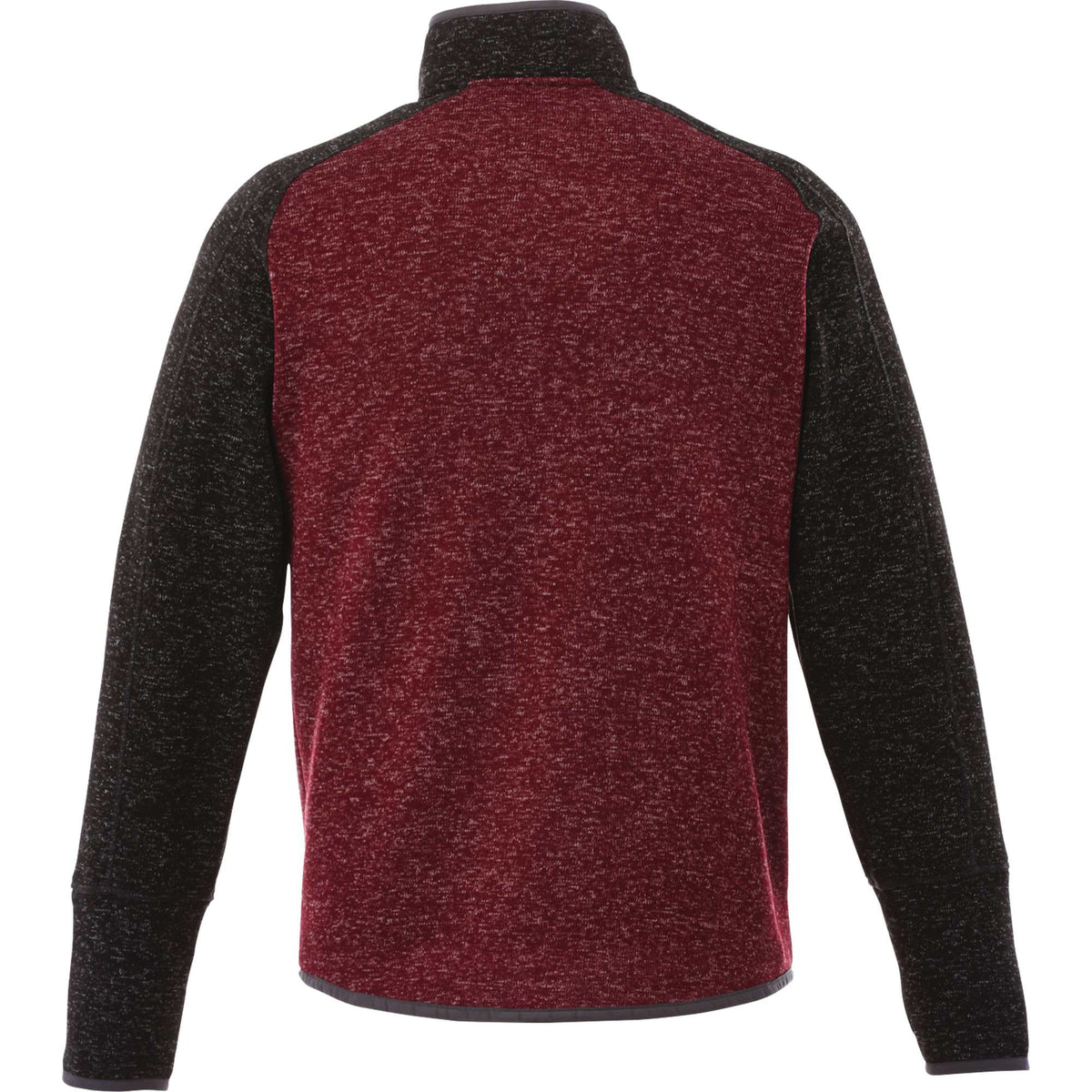 Vorlage Sweater Knit Half Zip Pullover for Men Embroidery - Maroon Heather/Black Smk Hthr - Back Flat