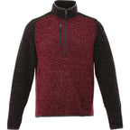 Vorlage Sweater Knit Half Zip Pullover for Men Embroidery - Maroon Heather/Black Smk Hthr - Front Flat
