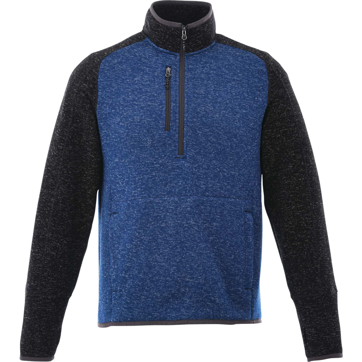 Vorlage Sweater Knit Half Zip Pullover for Men Embroidery - Metro Blue/Black Smoke Heather - Back Flat 2