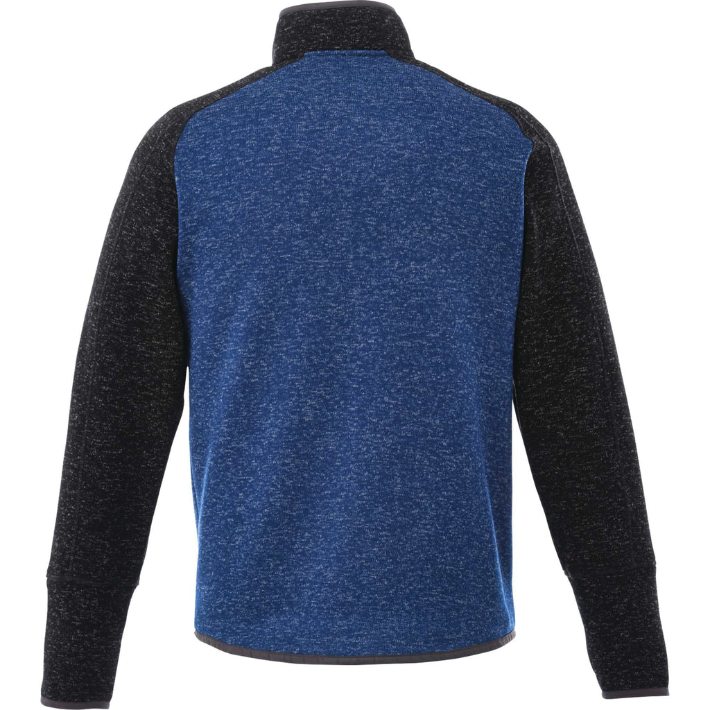 Vorlage Sweater Knit Half Zip Pullover for Men Embroidery - Metro Blue/Black Smoke Heather - Back Flat