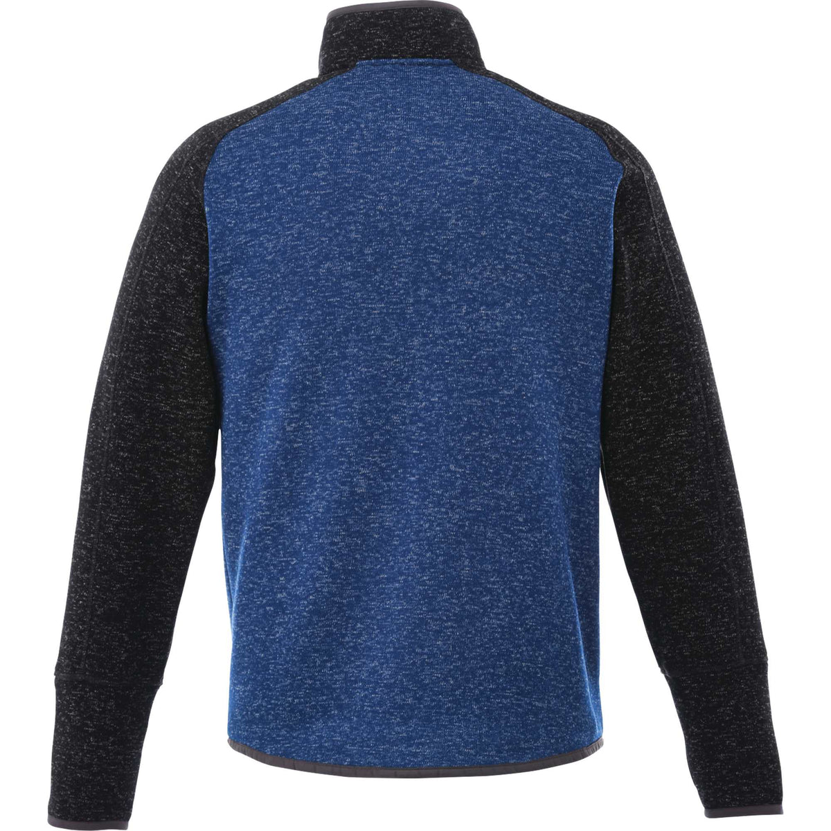 Vorlage Sweater Knit Half Zip Pullover for Men Embroidery - Metro Blue/Black Smoke Heather - Back Flat