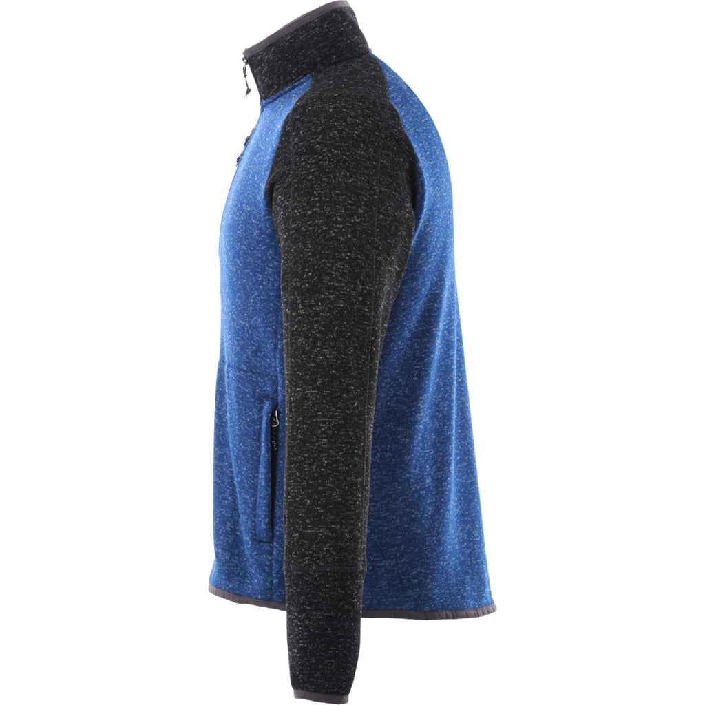 Vorlage Sweater Knit Half Zip Pullover for Men Embroidery - Metro Blue/Black Smoke Heather - Left Side