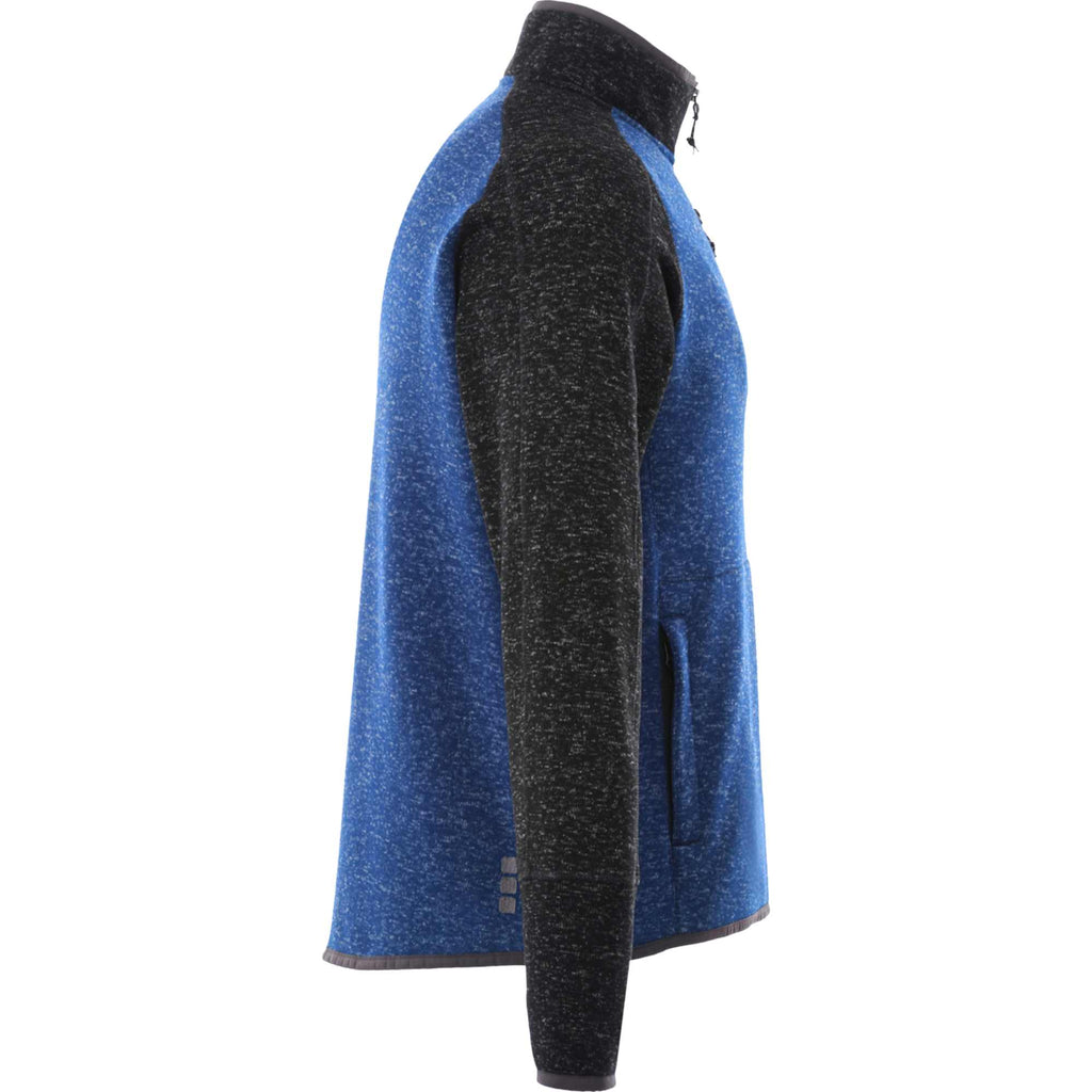 Vorlage Sweater Knit Half Zip Pullover for Men Embroidery - Metro Blue/Black Smoke Heather - Right Side
