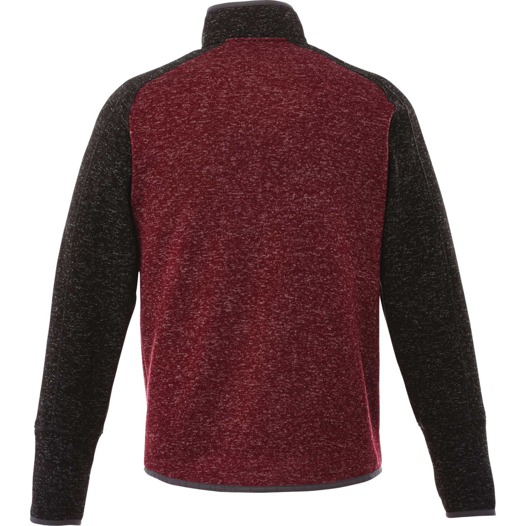 Vorlage Sweater Knit Half Zip Pullover for Men Transfer - Maroon Heather/Black Smk Hthr - Back Flat