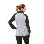 Vorlage Sweater Knit Half Zip Pullover for Women Embroidery - Light Hthr Grey/Blk Smk Hthr - Back On Model