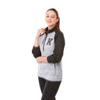Vorlage Sweater Knit Half Zip Pullover for Women Embroidery - Light Hthr Grey/Blk Smk Hthr - On Model