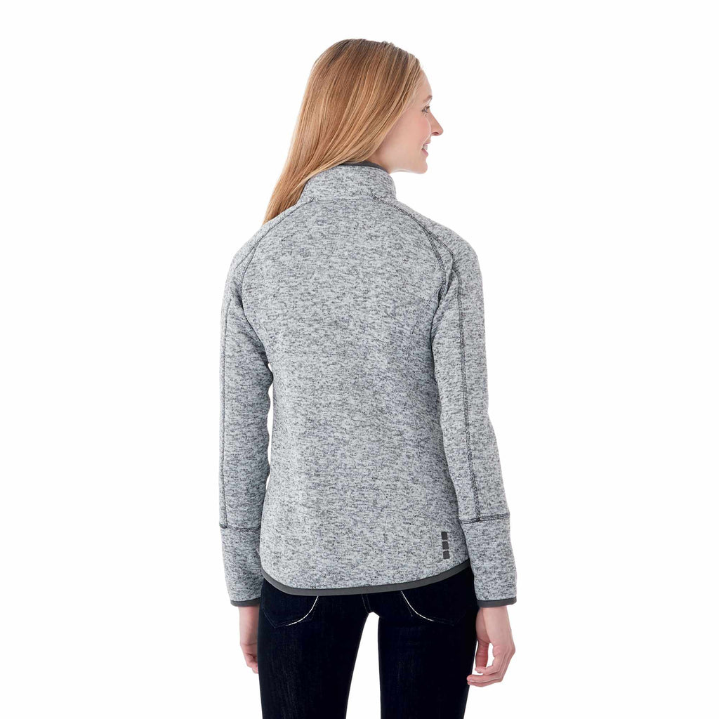 Vorlage Sweater Knit Half Zip Pullover for Women Embroidery - Light Hthr Grey/Lt Hthr Grey - Back Flat