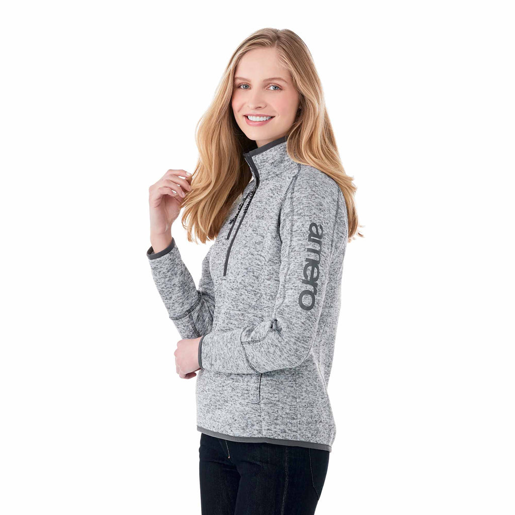 Vorlage Sweater Knit Half Zip Pullover for Women Embroidery - Light Hthr Grey/Lt Hthr Grey - Flat