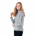Vorlage Sweater Knit Half Zip Pullover for Women Embroidery - Light Hthr Grey/Lt Hthr Grey - Flat