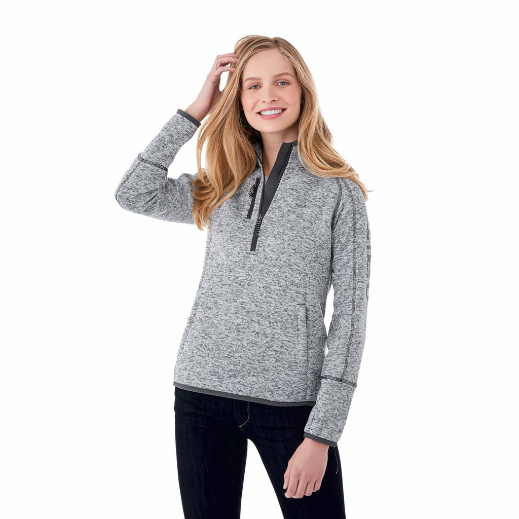 Vorlage Sweater Knit Half Zip Pullover for Women Embroidery - Light Hthr Grey/Lt Hthr Grey - Front Flat