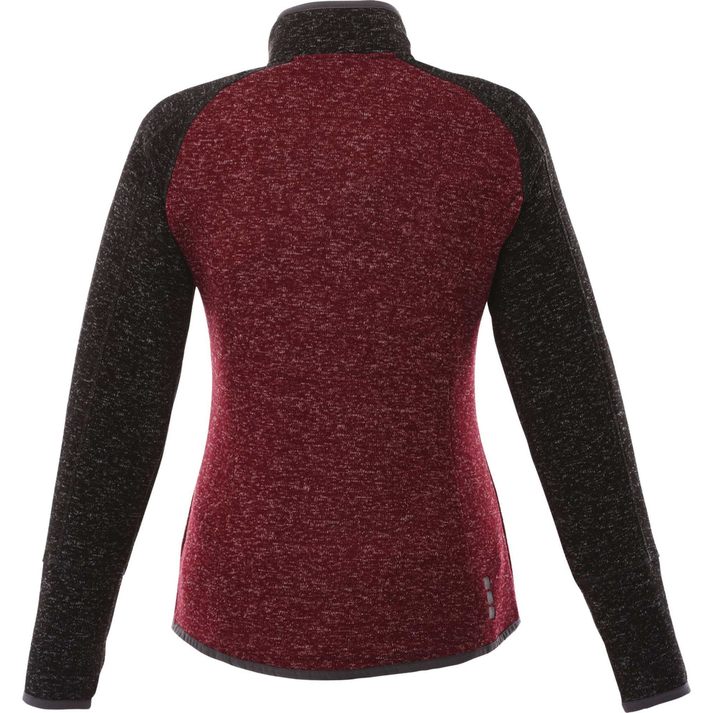 Vorlage Sweater Knit Half Zip Pullover for Women Embroidery - Maroon Heather/Black Smk Hthr - Back Flat