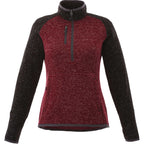 Vorlage Sweater Knit Half Zip Pullover for Women Embroidery - Maroon Heather/Black Smk Hthr - Front Flat