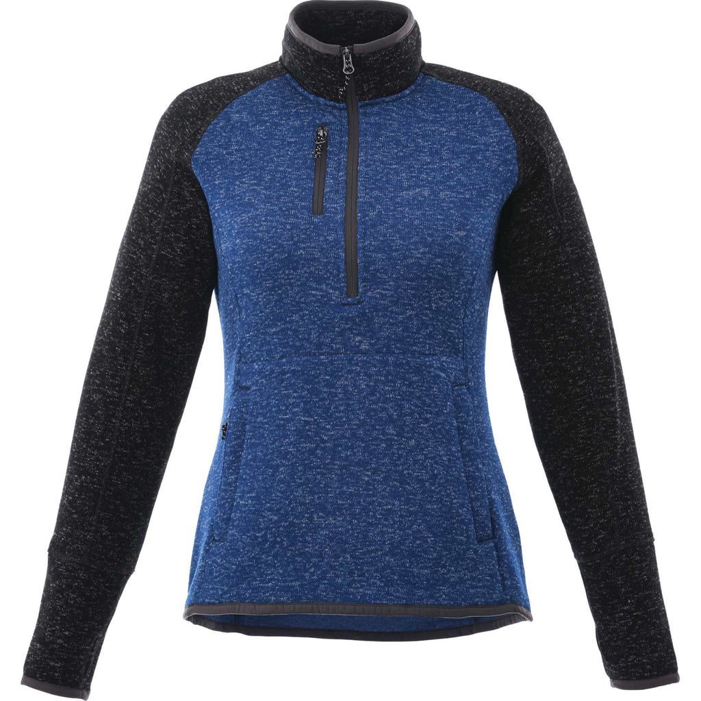 Vorlage Sweater Knit Half Zip Pullover for Women Embroidery - Metro Blue/Black Smoke Heather - Front Flat