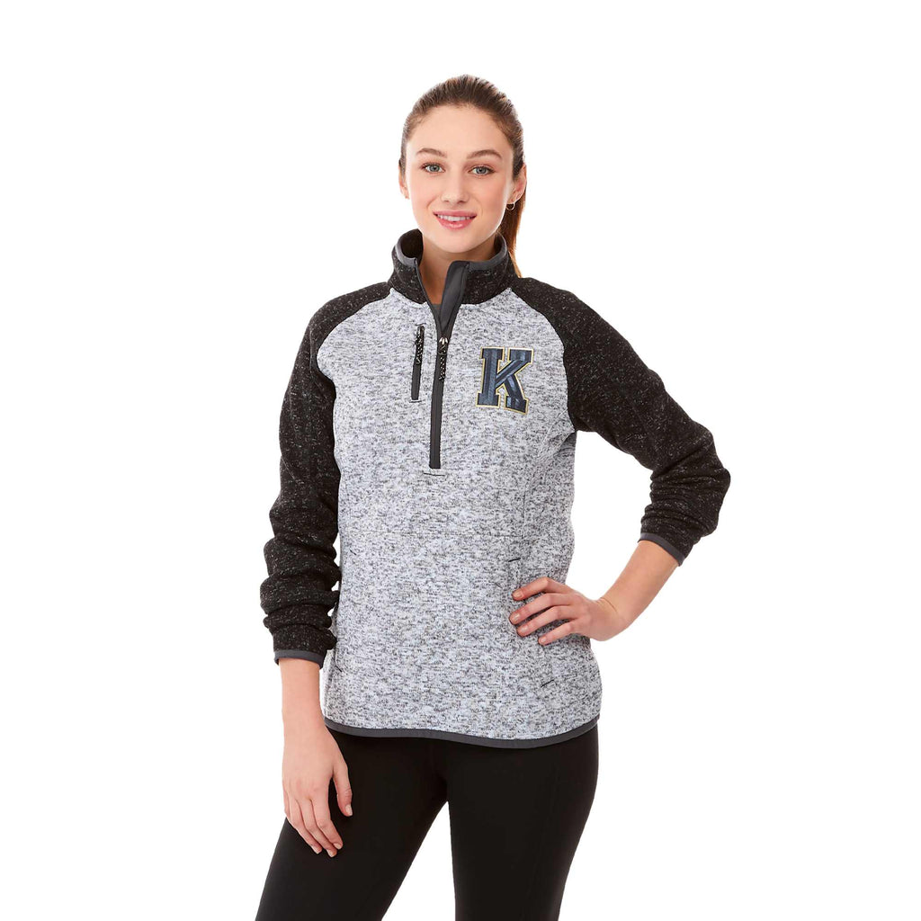 Vorlage Sweater Knit Half Zip Pullover for Women Transfer - Light Hthr Grey/Blk Smk Hthr - Front On Model