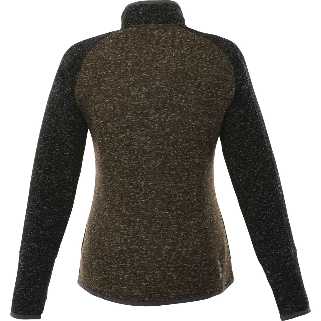 Vorlage Sweater Knit Half Zip Pullover for Women Transfer - Loden Heather/Black Smk Hthr - Back Flat
