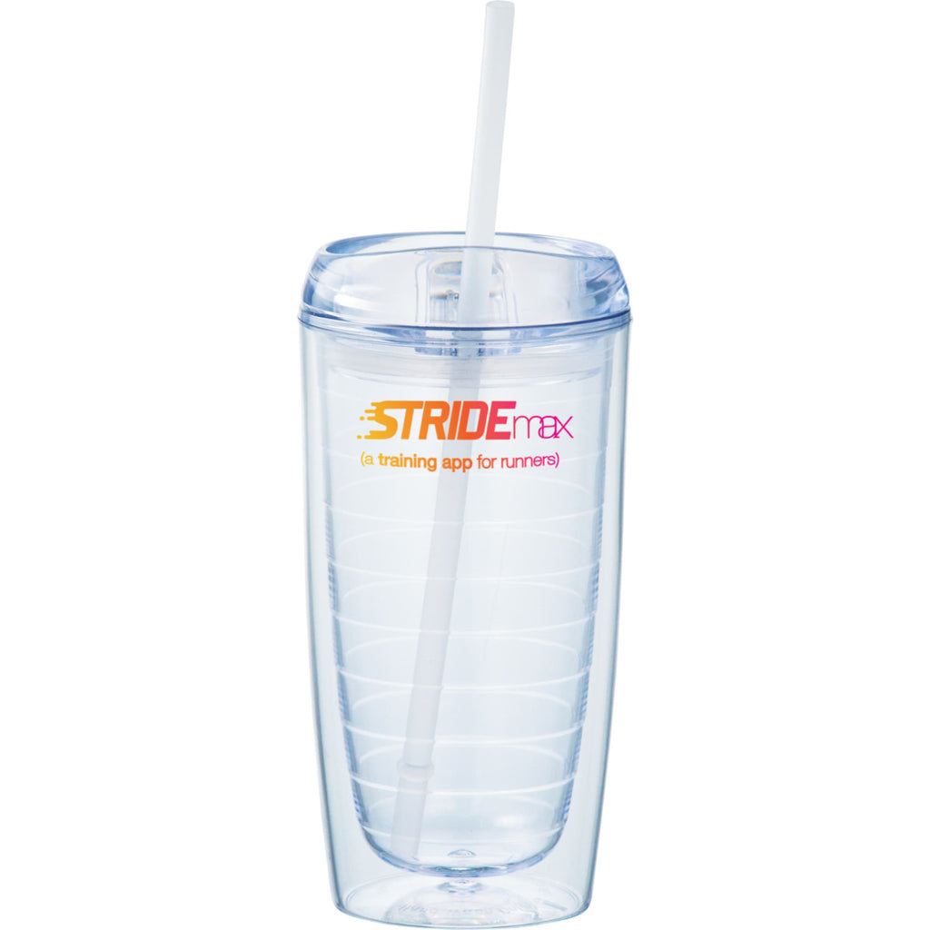 Vortex Double Wall Acrylic Tumbler, 16 oz Full Color - Clear - Front 2