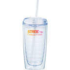 Vortex Double Wall Acrylic Tumbler, 16 oz Full Color - Clear - Front 2