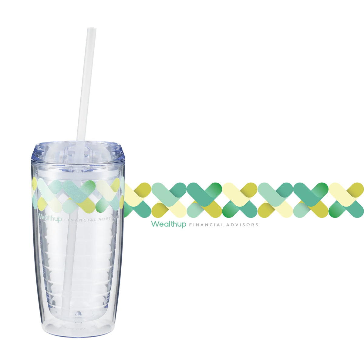 Vortex Double Wall Acrylic Tumbler, 16 oz Full Color - Clear - Front
