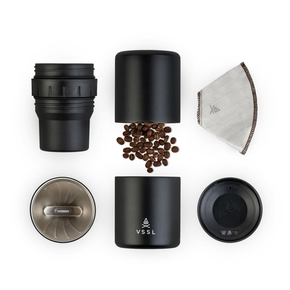 VSSL Nest Pour Over Coffee Kit with Two Mugs - Black - View 3