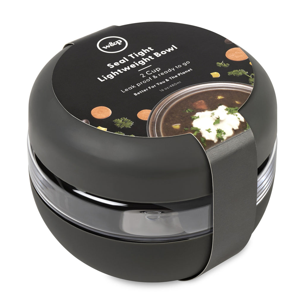 W&P Seal Tight Bowl with Screw-Top Lid, 16 oz Laser Engraving - Charcoal - View 3