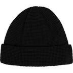 Waffle Knit Beanie in Recycled Polyester Embroidery - Black - Front 2