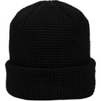 Waffle Knit Beanie in Recycled Polyester Embroidery - Black - Front