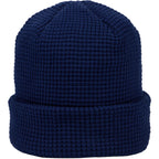 Waffle Knit Beanie in Recycled Polyester Embroidery - Indigo Blue - Front 2
