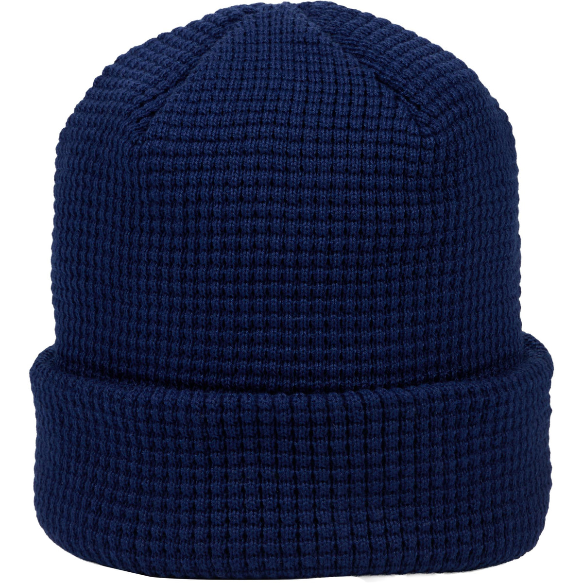 Waffle Knit Beanie in Recycled Polyester Embroidery - Indigo Blue - Front 2