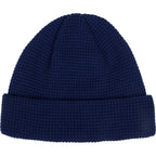Waffle Knit Beanie in Recycled Polyester Embroidery - Indigo Blue - Front