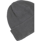 Waffle Knit Beanie in Recycled Polyester Embroidery - Quarry - Detail