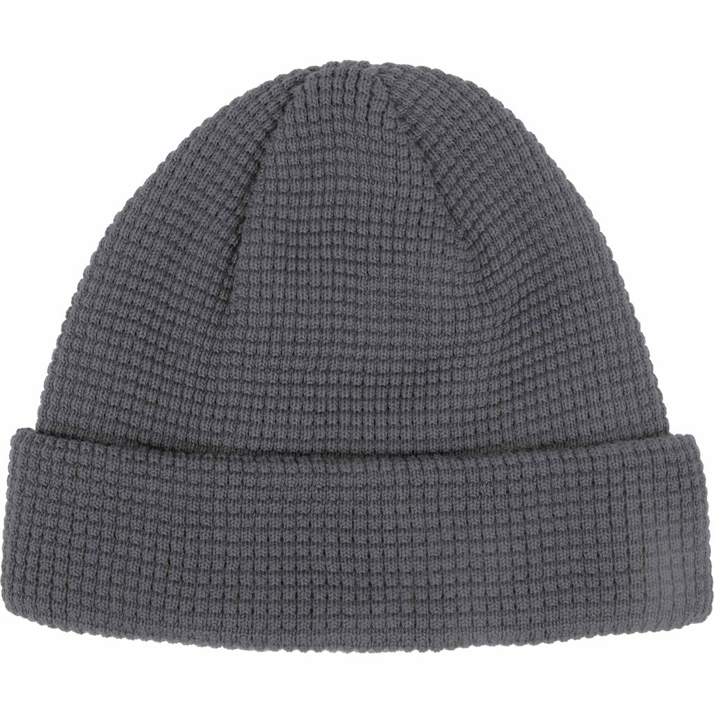 Waffle Knit Beanie in Recycled Polyester Embroidery - Quarry - Front 2