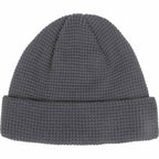 Waffle Knit Beanie in Recycled Polyester Embroidery - Quarry - Front 2