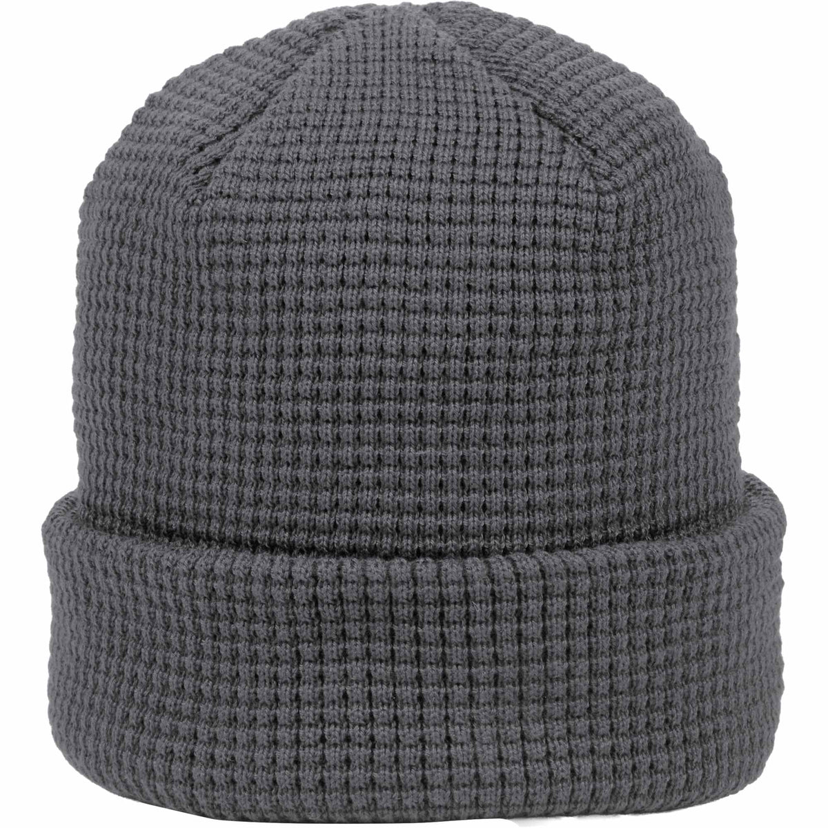 Waffle Knit Beanie in Recycled Polyester Embroidery - Quarry - Front